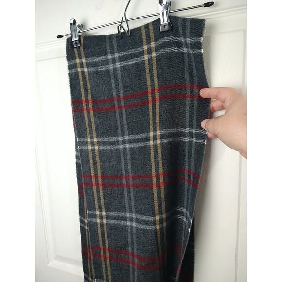 Cejon Unisex Scarf Grey Plaid End Fringe Made In Italy - Picture 3 of 6